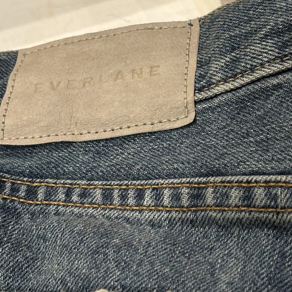 Everlane Size 27 Relaxed 90s Short Organic Cotton Distressed Blue Cutoffs - Picture 5 of 9